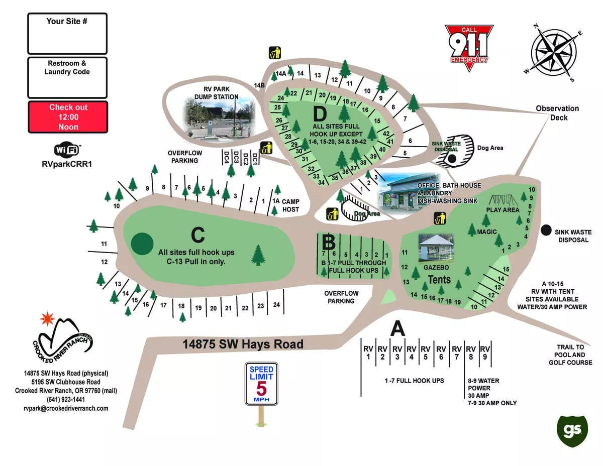 Map of Crooked River Ranch RV Park — Crooked River Ranch — Park Map